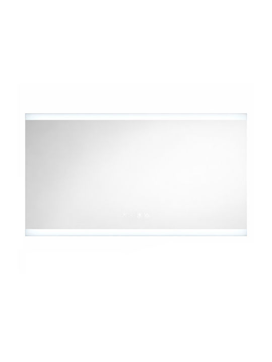 Καθρεφτης Μπανιου Led Αφης Ενδειξη Ωρας Mirrorlux Narcissus S-4538 Διπλος Ορθογωνιος 600x800mm