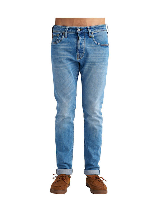 Simon Ανδρικό Παντελόνι Τζιν Ελαστικό με Slim Straight Εφαρμογή Blue