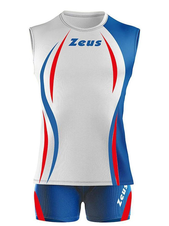 Zeus Kit Klima Εμφάνιση Volley Bianco Royal Rosso Zeus-kit-klm-wht-roy