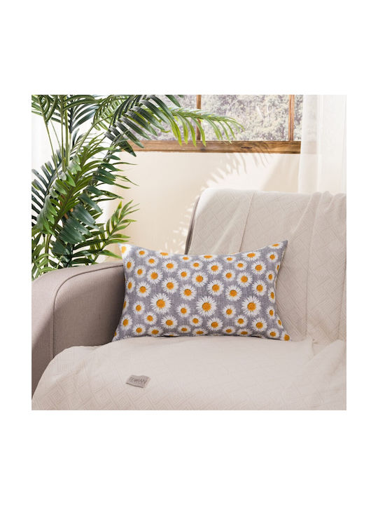 Teoran Floor Pillow Floreta 100% Cotton Gray 65x65cm