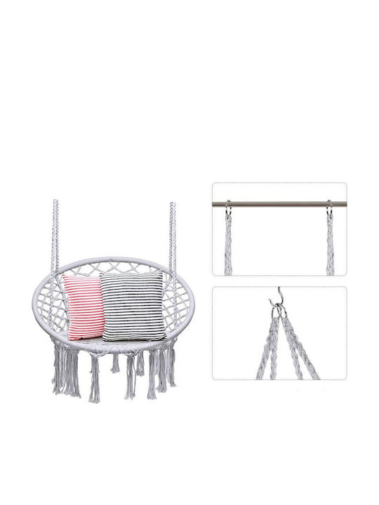 Hanging Metallic Grey Armchair Swing Load Capacity Up To 120kg