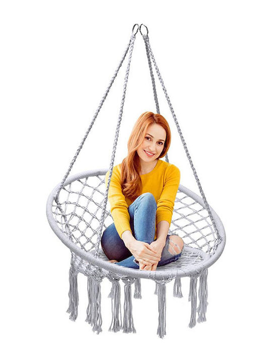 Hanging Metallic Grey Armchair Swing Load Capacity Up To 120kg