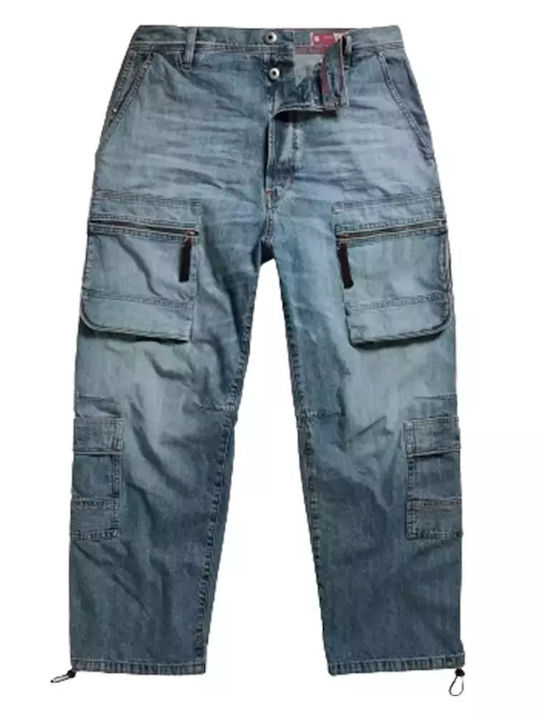 Men's Jeans Pants Cargo with Relaxed Fit Blue