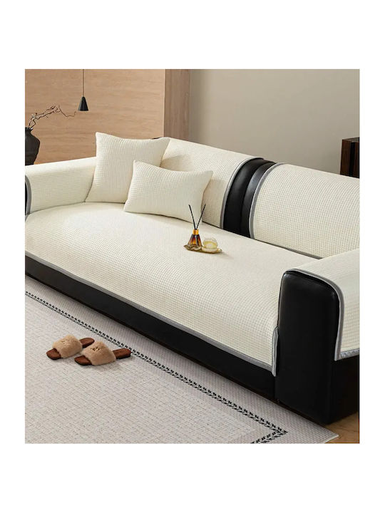 Melinen August Zweisitzer-Sofa Überwurf Jacquard 90x90cm Ecru