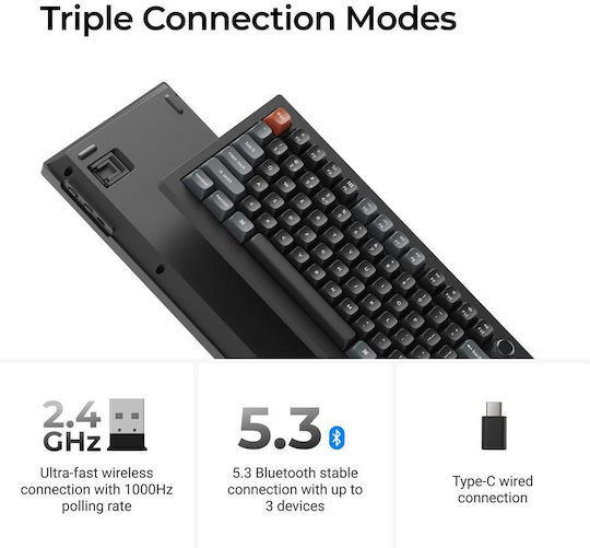 Keychron V6 Ultra 8K V6U-D4 Wireless Gaming Mechanical Keyboard with Keychron Silk POM Banana Switches and RGB Lighting English US