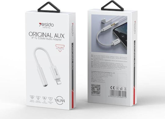 Yesido Μετατροπέας Lightning male σε 3.5mm female Λευκό 1τμχ