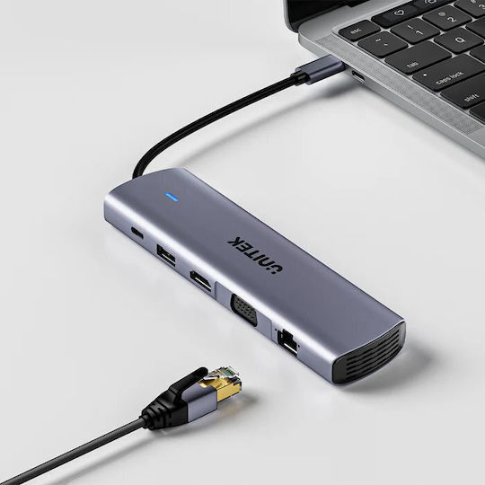 Unitek USB-C Docking Station με HDMI 4K PD και σύνδεση 2 Οθονών