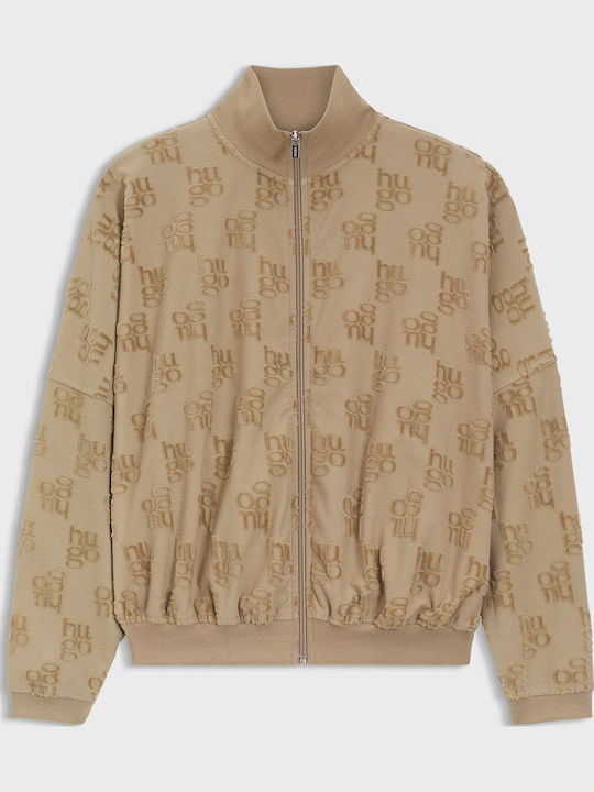 Women's Sweatshirt Cardigan Sandybrown
