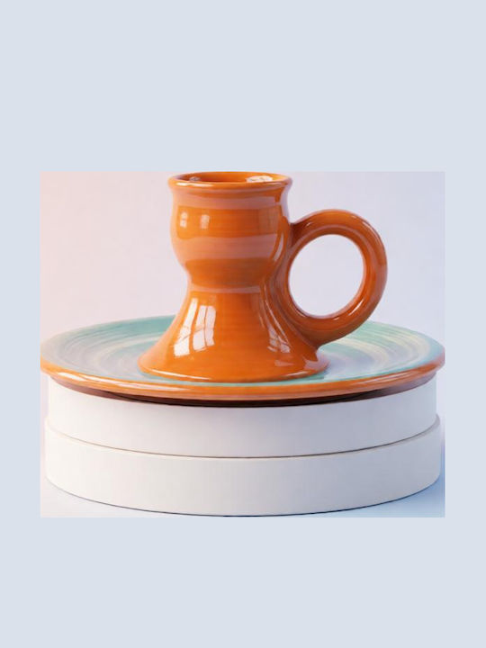 Candle Light Керамично Кандилник Blue And Terracotta Glaze Blue 7см