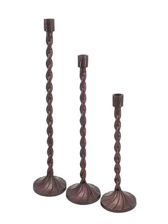 Artekko Set Kerzenhalter Metall in Bronzefarbe 3Stücke