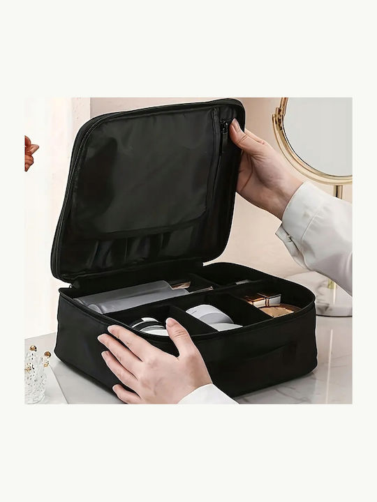 Geantă Organizator Cosmetică De Călătorie Zola Compartimente Reglabile Fermuar Mâner 23 X 26 X 10 Cm Neagră