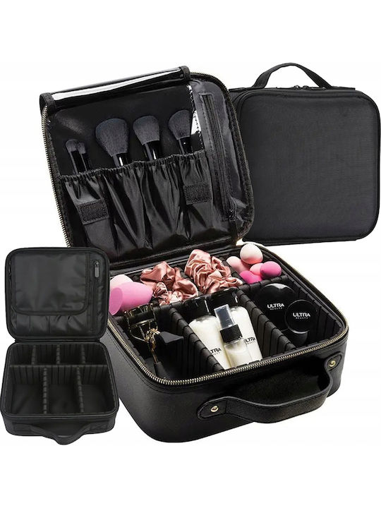 Geantă Organizator Cosmetică De Călătorie Zola Compartimente Reglabile Fermuar Mâner 23 X 26 X 10 Cm Neagră
