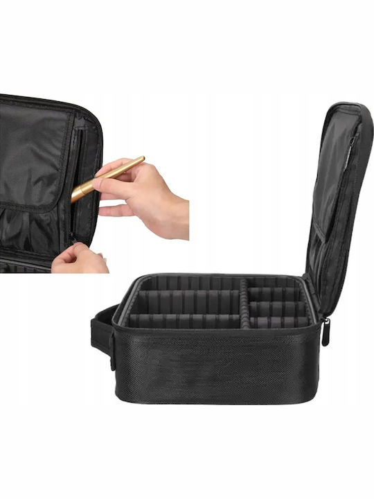 Geantă Organizator Cosmetică De Călătorie Zola Compartimente Reglabile Fermuar Mâner 23 X 26 X 10 Cm Neagră