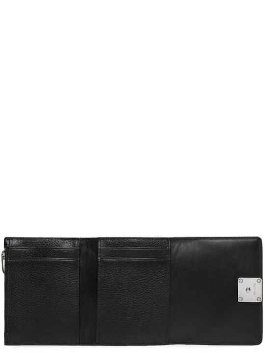 Trifold Kleines Leder Damenbrieftasche mit RFID Schwarz