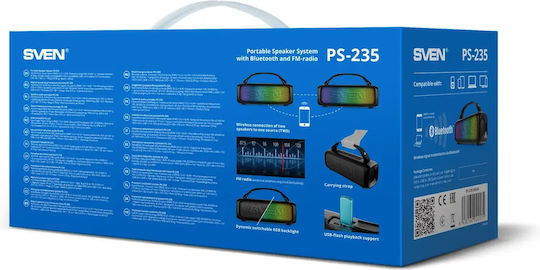 Sven PS-235 Ηχείο Bluetooth 12W με Ραδιόφωνο και Διάρκεια Μπαταρίας έως 12 ώρες Μαύρο