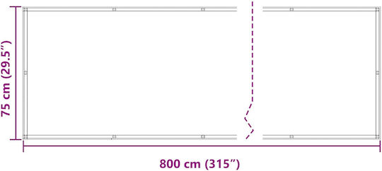 vidaXL Rectangular Shade Divider Burgundy with PU Coating 0.75x8x8m