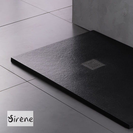 Sirene Slate Duș din piatră artificială 140x80cm Neagră