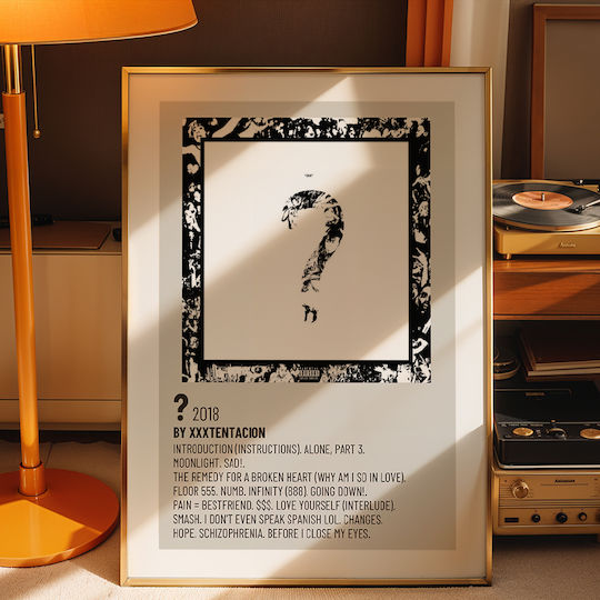 Music Poster ? Question Mark Xxxtentacion Ms630 21cm X 30cm Λευκό Κάδρο Pvc