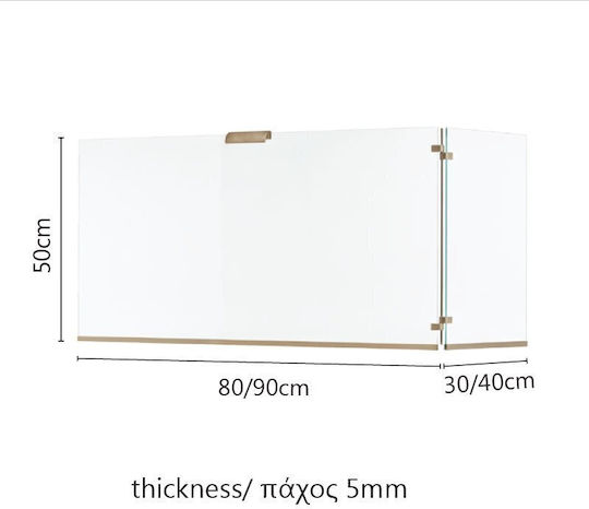 Zogometal Glass Fireplace Screen 90x30x50cm Silver
