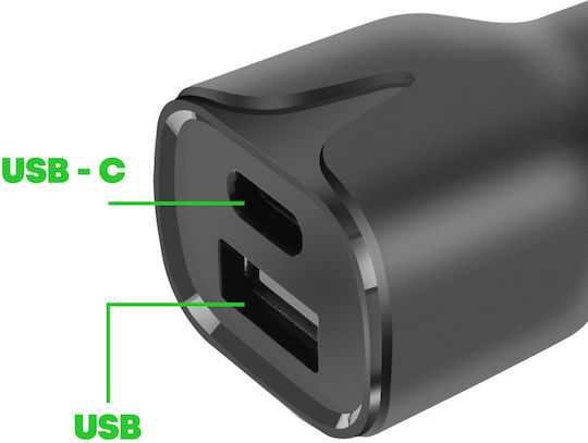 Avizar Car Accessory Package Usb-c Car Charger Suction Cup Mount Black