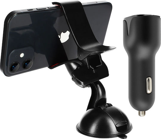 Avizar Car Accessory Package Usb-c Car Charger Suction Cup Mount Black