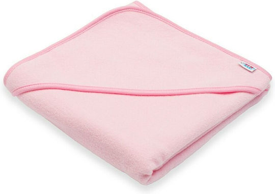 New Baby Βρεφική Κάπα-Μπουρνούζι με Κουκούλα Pink 80x80εκ.