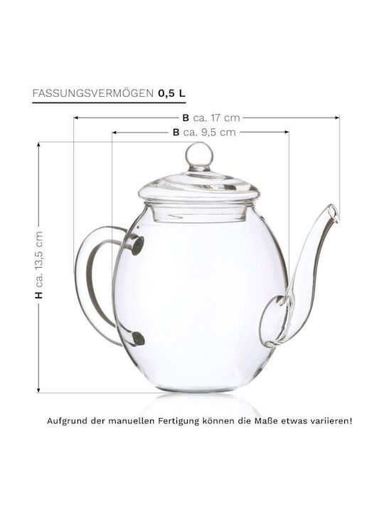 Creano Τσαγιέρα Γυάλινη Πολύχρωμη 500ml