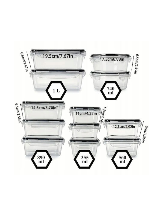 Set Cutii De Prânz Din Plastic Transparente 5cm 12 Bucăți