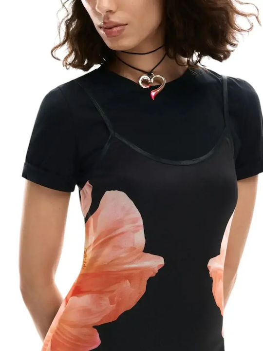 Καλοκαιρινό Mini T-shirt Φόρεμα Πλεκτό Μαύρο