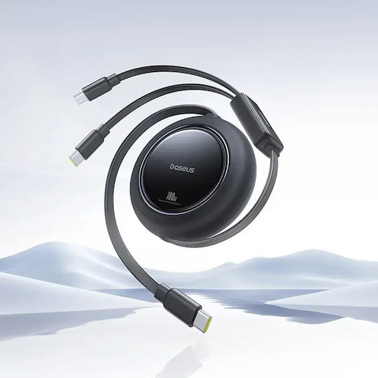 Baseus Подвижен USB към Type-C Кабел Черен 1.2m E0415504