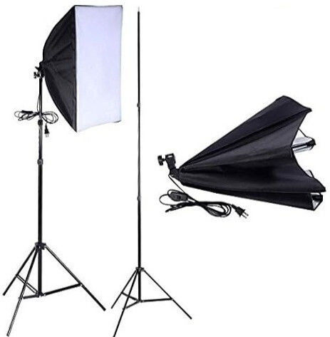 Set 2 Softboxuri Zola Lumină Continuă 5500 K 2 Becuri 30w 50x70 Cm Trepied Reglabil 95-200 Cm Filet 1/4" Aluminiu ABS Negru