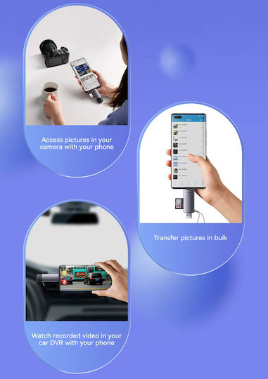 Baseus Cititor Carduri Compatibil Micro SD SD TF USB 3.0 USB Type-C Capacitate Citire Până la 128 GB Gri