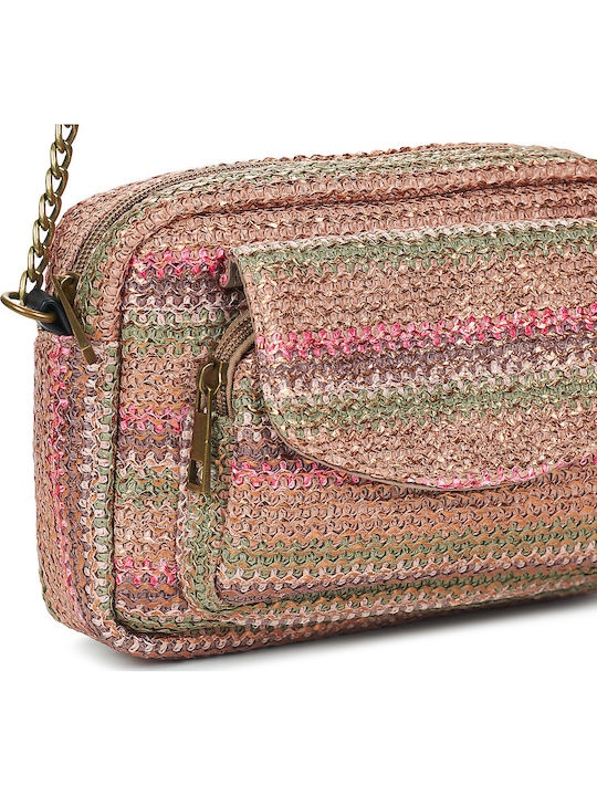 Women's Shoulder Bag Taupe Grey Gold