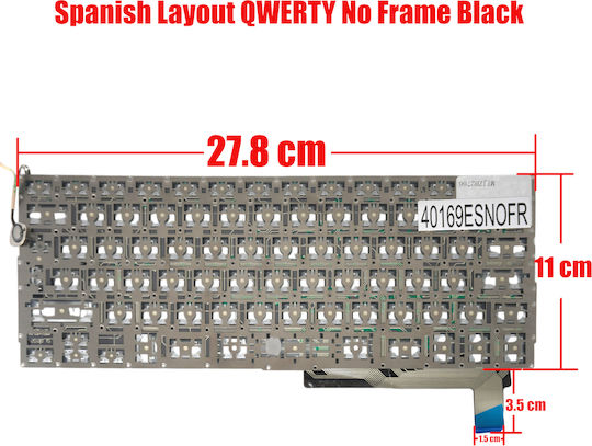 Spanish Laptop Keyboard Apple Macbook Pro 15" A1286 Mid 2009 2012 661-5244 661-5854 661-6076 661-6509 Mb471 Mb985 Mb986 Es No Frame Black Code 40169esnofr