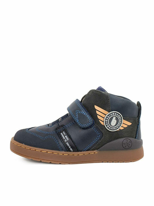 Anatomische Leder Kinderstiefel mit Bügel- und Schleifenverschluss Blau
