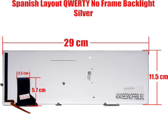 Teclado Español Para Portátil Spanish Laptop Keyboard Sony Vaio Svs13 Sve13 Svs131 Sv-e13 Svs13a 1-490-143-21 149014321usx 1-490-097-11 9z.n6bbf.401 Es Nο Frame Backlight Silver Κωδ.40409esnofrblsil