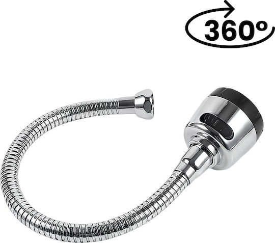 Avizar Furtun Rotativ 360° Pentru Baterie De Bucătărie Cu Două Tipuri De Pulverizare Negru Argintiu