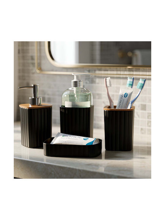 Set Accesorii Baie 6 Piese Avizar Coș de Gunoi Dispenser Săpun Negru