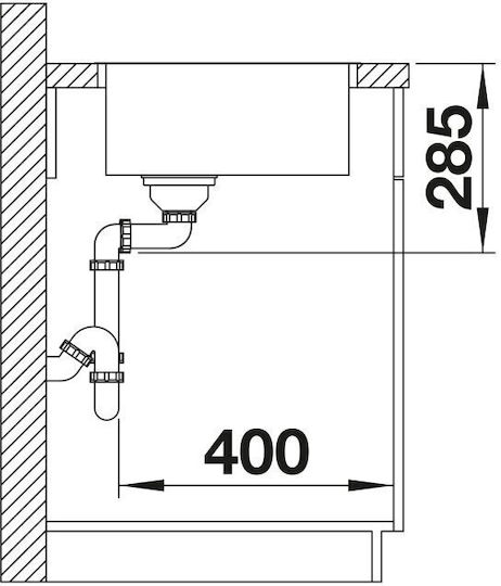 Blanco Solis 400-if Undermount Kitchen Sink Inox Brushed L44xW44cm Gray