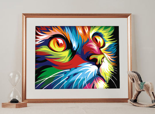Broderie Mozaic cu Diamante Zola Design Abstract Pisică 30 X 40 Cm