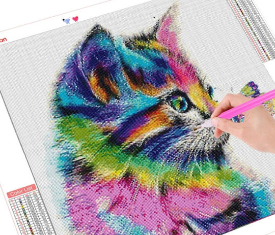 Mosaic Diamond Embroidery Zola Multicolor Cat Butterfly Design Accessories Included 15 X 20 Cm