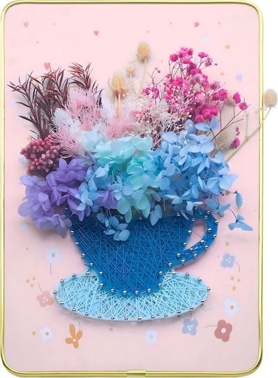Set Creativ De Broderie Artă Cu Sfoară Zola Lumini Led Placă Din Lemn Perforată Suport Sfori Colorate Model Floare Cupă 21 X 30 Cm