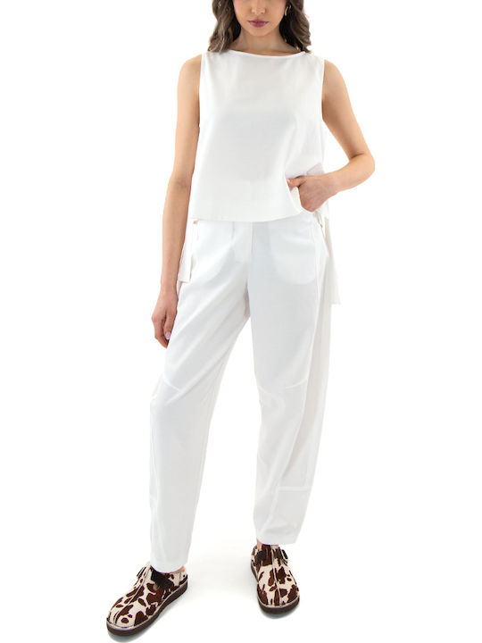 Damen Leinenhose in Regulärer Passform Ecrou