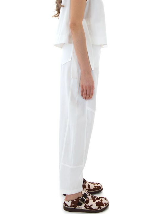 Damen Leinenhose in Regulärer Passform Ecrou