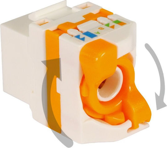 Televes 209921 Keystone Jack Rj45 Utp Cat.6a Θηλυκό 180° Tool-free White