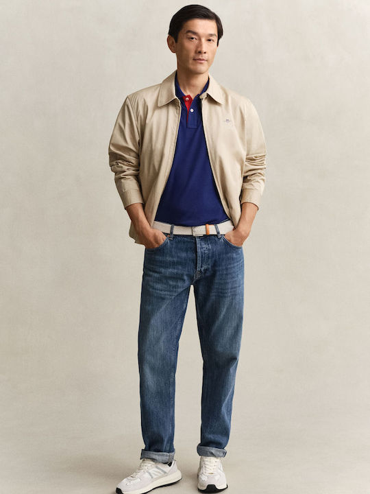 Contrast Polo Kurzarmbluse Marineblau Navy