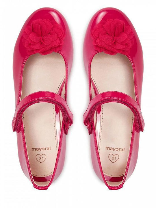 Balerini copii cu elastic Piele lăcuită Roz