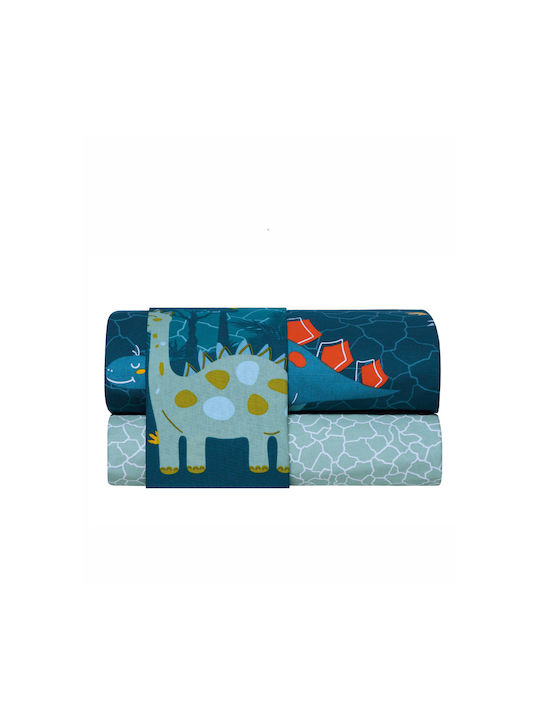 Kentia Σετ Σεντόνια Μονά Βαμβακερά Pachy Blue-mint 160x270cm 3τμχ