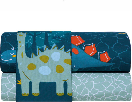 Kentia Σετ Σεντόνια Μονά Βαμβακερά Pachy Blue-mint 160x270cm 3τμχ