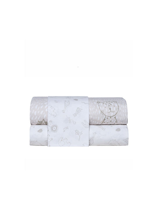 Kentia Single Cotton Sheet Set Canopy White-greige 160x270cm 3pcs